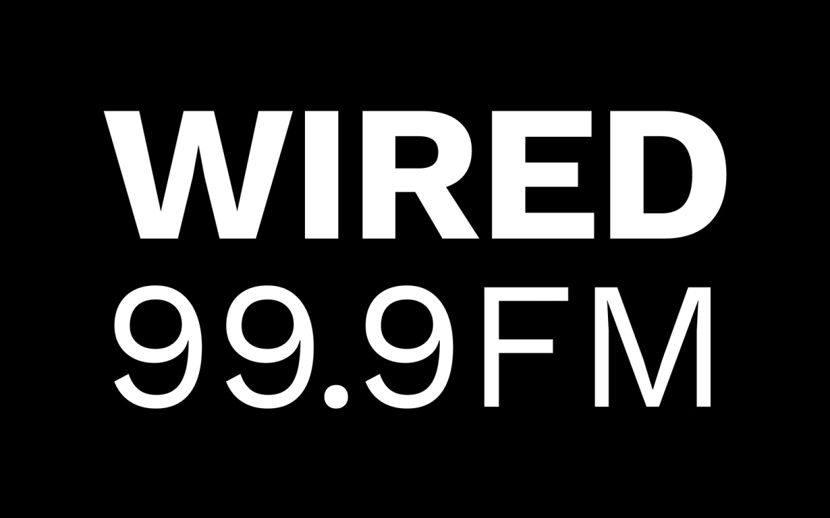 WIRED 99.9 FM logo on black background
